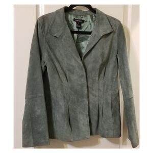Karen Kane Beautiful Green Leather Jacket Blazer Career Business Travel Size M